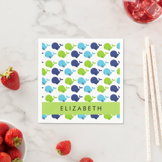 Muster von Walen, Niedlichen Walen, Ihr Name Serviette (Beispiel)