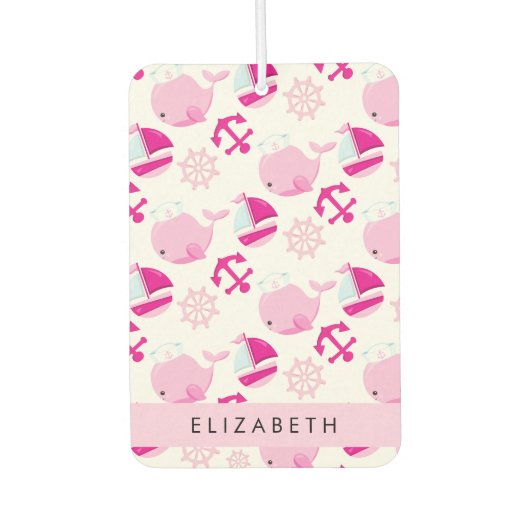 Muster von Walen, rosa Wale, Ihr Name Autolufterfrischer (Vorderseite)