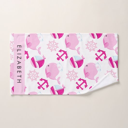 Muster von Walen, rosa Wale, Ihr Name Badhandtuch Set (Handtuch)