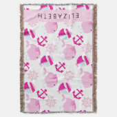 Muster von Walen, rosa Wale, Ihr Name Decke (Vorderseite Vertikal)