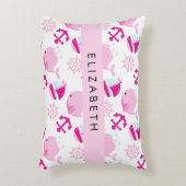 Muster von Walen, rosa Wale, Ihr Name Dekokissen (Vorderseite(Vertikal))