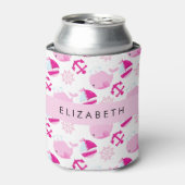 Muster von Walen, rosa Wale, Ihr Name Dosenkühler (Kanne Vorderseite)