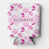 Muster von Walen, rosa Wale, Ihr Name Dosenkühler (Vorderseite)