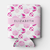 Muster von Walen, rosa Wale, Ihr Name Dosenkühler (Rückseite)