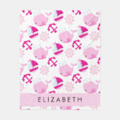 Muster von Walen, rosa Wale, Ihr Name Fleecedecke (Vorderseite)