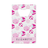 Muster von Walen, rosa Wale, Ihr Name Geldbeutel Flaschenöffner (Vorderseite)