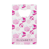 Muster von Walen, rosa Wale, Ihr Name Geldbeutel Flaschenöffner (Rückseite)