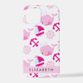Muster von Walen, rosa Wale, Ihr Name iPhone Hülle (Rückseite)