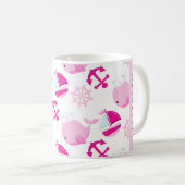Muster von Walen, rosa Wale, Ihr Name Kaffeetasse (VorderseiteRechts)