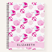 Muster von Walen, rosa Wale, Ihr Name Notizblock (Vorderseite)
