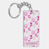 Muster von Walen, rosa Wale, Ihr Name Schlüsselanhänger (Vorderseite links)