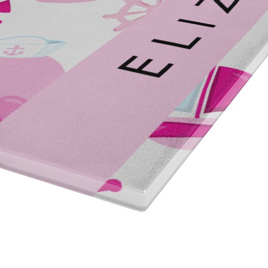 Muster von Walen, rosa Wale, Ihr Name Schneidebrett (Ecke)