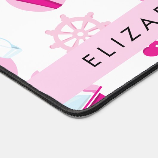 Muster von Walen, rosa Wale, Ihr Name Schreibtischunterlage (Ecke)