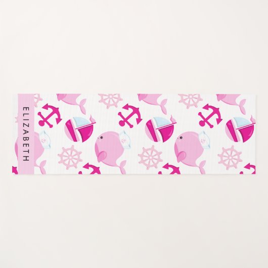 Muster von Walen, rosa Wale, Ihr Name Yogamatte (Vorderseite (Horizontal))