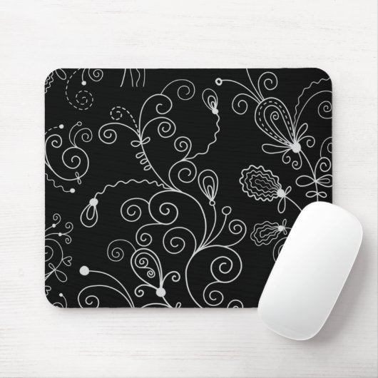Muster von Wirbel, Muster, schwarz und weiß Mousepad (Mit Mouse)