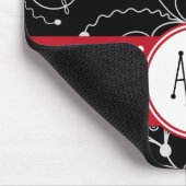 Muster von Wirbel, schwarz und weiß, Monogramm Mousepad (Ecke)