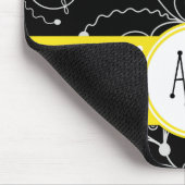 Muster von Wirbel, schwarz und weiß, Monogramm Mousepad (Ecke)