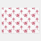 Muster-Wandpapier mit glatten Rote Rosen Geschenkpapier Set (Vorderseite 3)