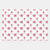 Muster-Wandpapier mit glatten Rote Rosen Geschenkpapier Set (Vorderseite 2)