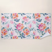 Muster Wasserfarbene Blume Elegantes Blumenmuster Strandtuch (Vorderseite)