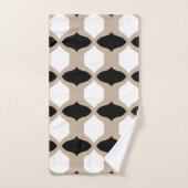 Muster weiche Kurven - Taupe, Schwarz und Weiß Badhandtuch Set (Handtuch)