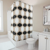 Muster weiche Kurven - Taupe, Schwarz und Weiß Duschvorhang (Beispiel)
