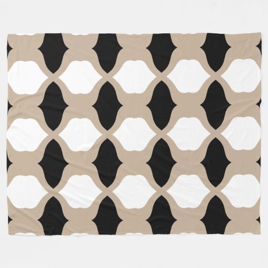 Muster weiche Kurven - Taupe, Schwarz und Weiß Fleecedecke (Vorderseite (Horizontal))