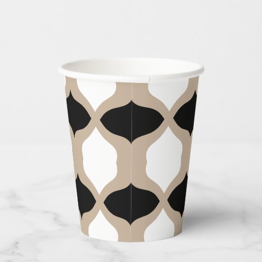Muster weiche Kurven - Taupe, Schwarz und Weiß Pappbecher (Rechts)