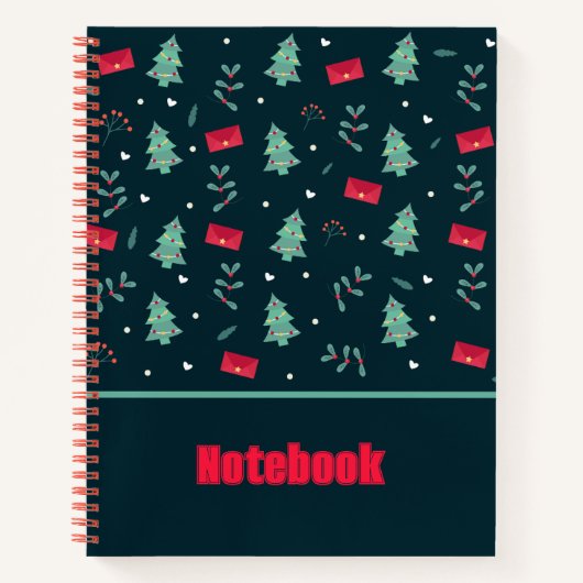 Muster Weihnachtsbaum-Notebook Notizblock (Vorderseite)