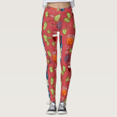 Muster Wein und Trauben Leggings (Vorderseite)