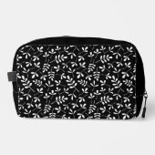 Muster Weiß aus Blätter auf Schwarz Waschbeutel (Vorderseite)