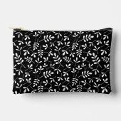 Muster Weiß aus Blätter auf Schwarz Zubehörtasche (Vorderseite)