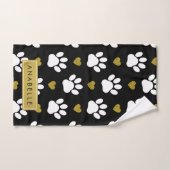 Muster, weiße Pfoten, goldene Herzen, Ihr Name Badhandtuch Set (Handtuch)