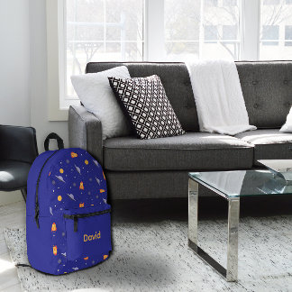 Muster Weltraum Lavendel Orange Grau Name Bedruckter Rucksack