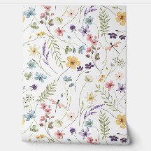 Muster wild lebender Blume, Schmetterlinge und Lib