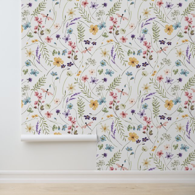 Muster wild lebender Blume, Schmetterlinge und Lib Tapete (Anwendung)