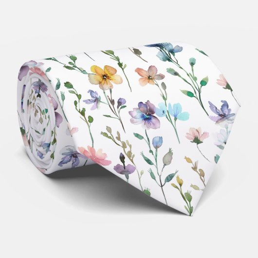Muster-Wildblumen für weiße Blume Krawatte (Gerollt)