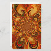 Muster wirbeln: Farbtöne von Orange, Braun und Grü Briefpapier (Vorne/Hinten)