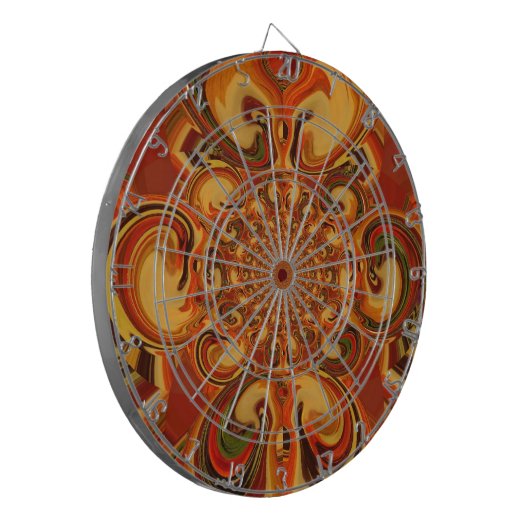 Muster wirbeln: Farbtöne von Orange, Braun und Grü Dartscheibe (Vorderseite Links)