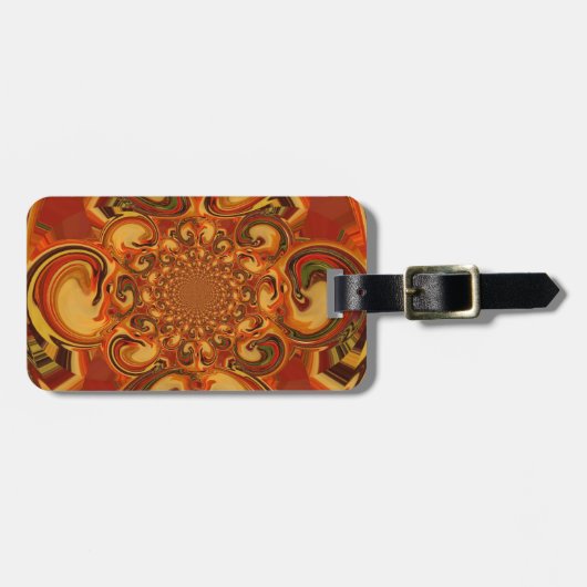 Muster wirbeln: Farbtöne von Orange, Braun und Grü Gepäckanhänger (Vorderseite horizontal)