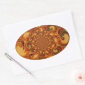 Muster wirbeln: Farbtöne von Orange, Braun und Grü Ovaler Aufkleber (Umschlag)