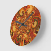 Muster wirbeln: Farbtöne von Orange, Braun und Grü Runde Wanduhr (Winkel)