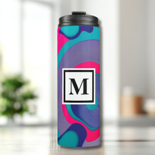 Muster wirbeln Monogramm Thermosbecher