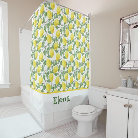 Muster Zitrusfrüchte gelbe grüne Duschvorhang (Beispiel)