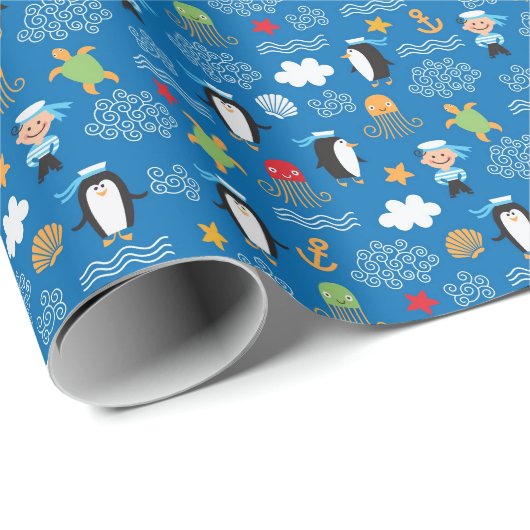 Muster zum Thema Meer Geschenkpapier (Rolleneckpunkt)