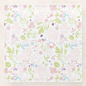 Musteranzeigen mit Blumen Glasuntersetzer (Vorderseite)