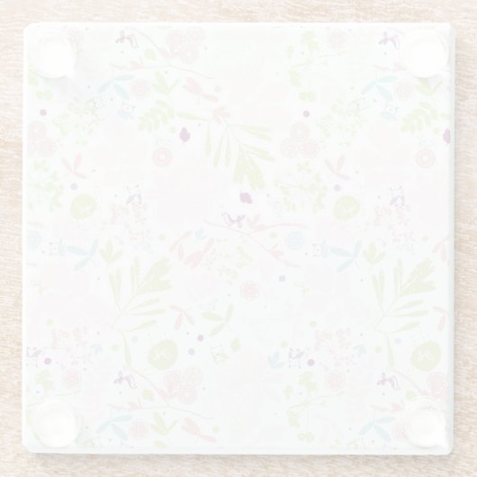 Musteranzeigen mit Blumen Glasuntersetzer (Rückseite)