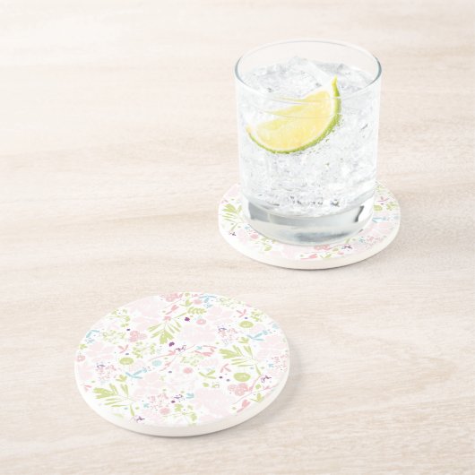 Musteranzeigen mit Blumen Sandstein Untersetzer (Seite)