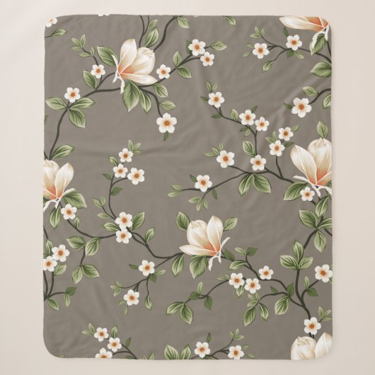 mustered small flowers with green leaves pattern o sherpadecke (Vorderseite)