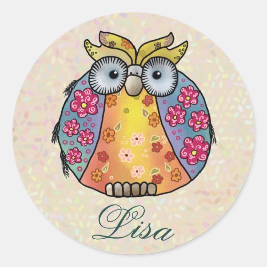 Mustereule  runder aufkleber (Vorderseite)